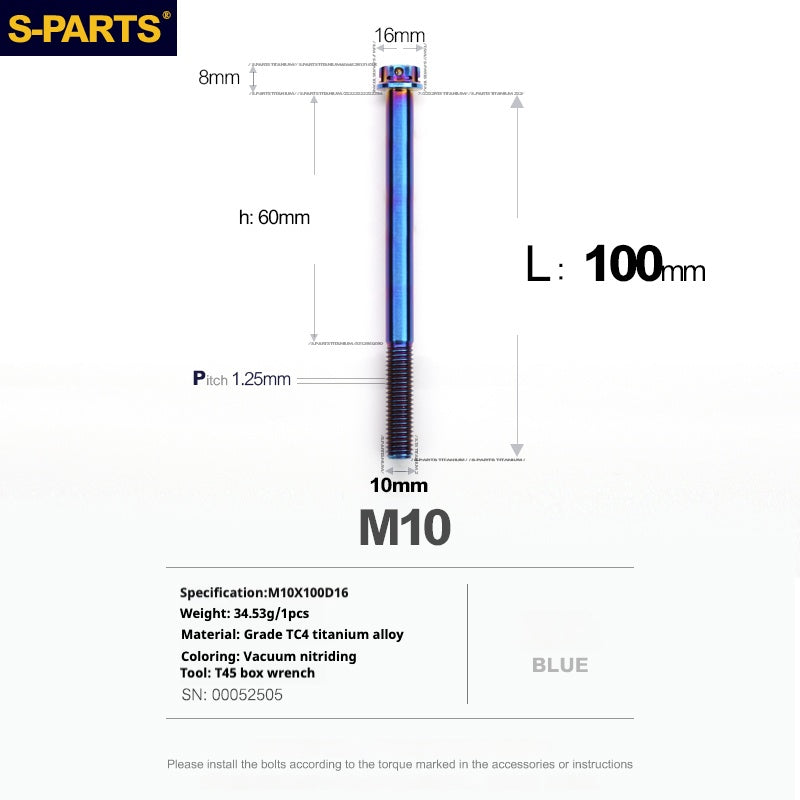 SPARTS Blue A3 Series M10 L12-120mm Viti in titanio per motociclette Auto