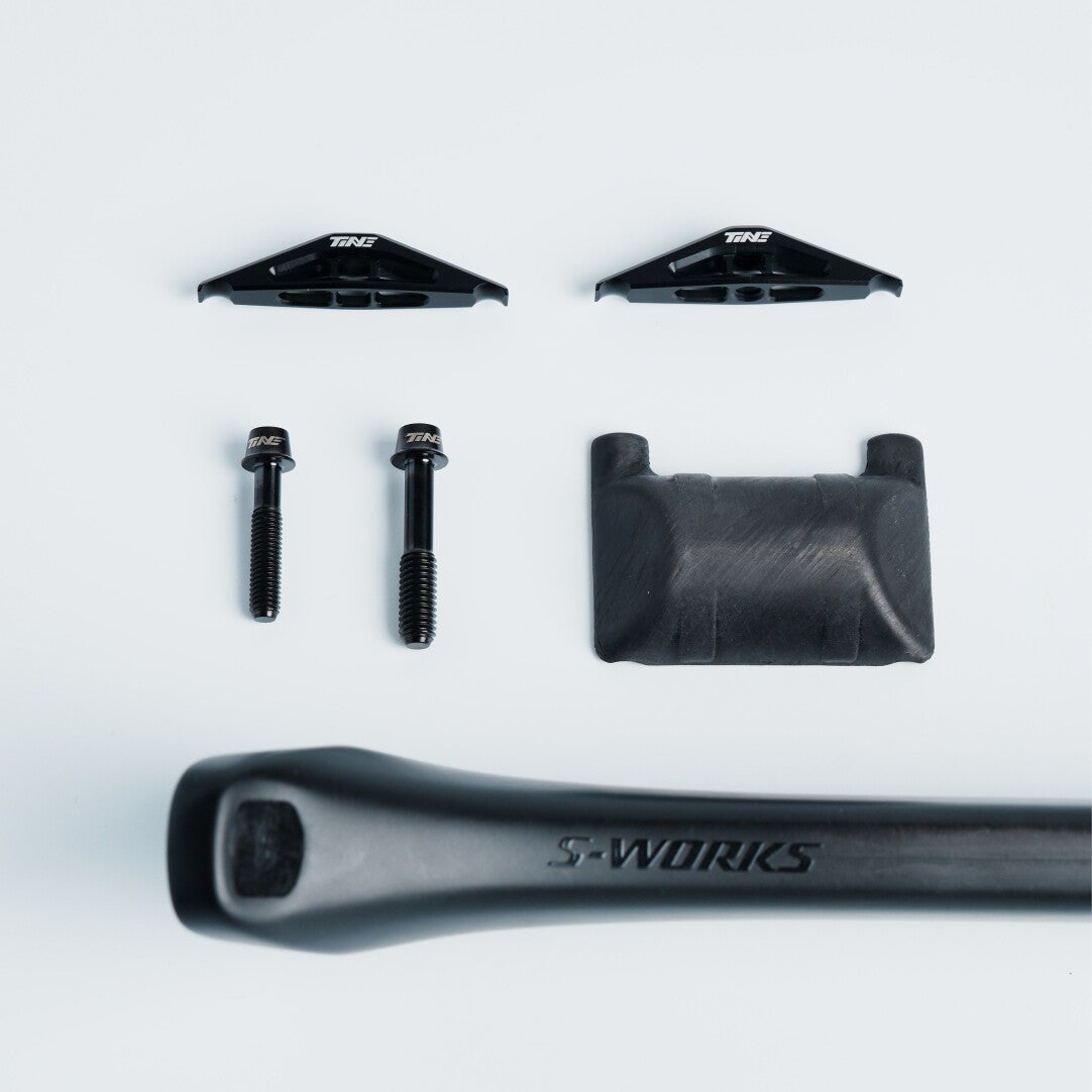 Collier de selle et système de réglage ultra-léger TiNE 6,8 g | Compatible avec tiges de selle Specialized SL9/SL8 Aethos, Colnago et DARIMO | Précision en titane CNC