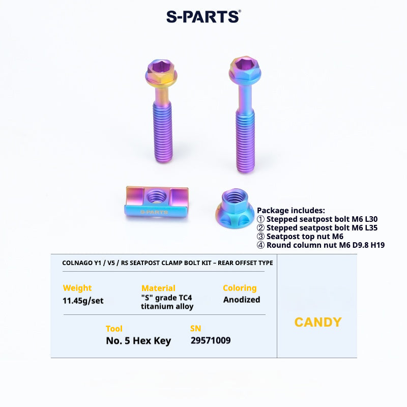 S-PARTS TC4 Titanium Bolt Kit for Colnago Y1RS | Frame & Cockpit Screw Upgrade