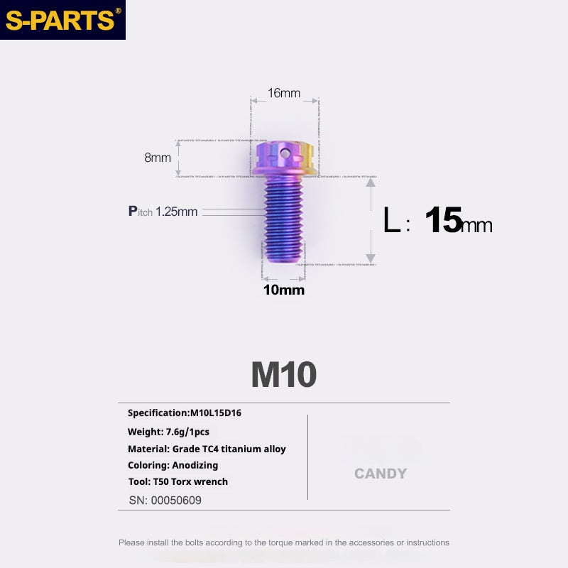 Viss SPARTS Titane Couleur Bonbon Série A3 M10 L12-120mm Moto Auto