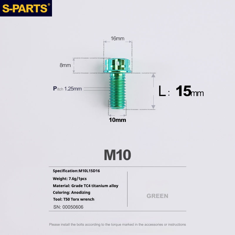 SPARTS Vis Titane Série A3 Vert M10 L12-120mm Moto Auto