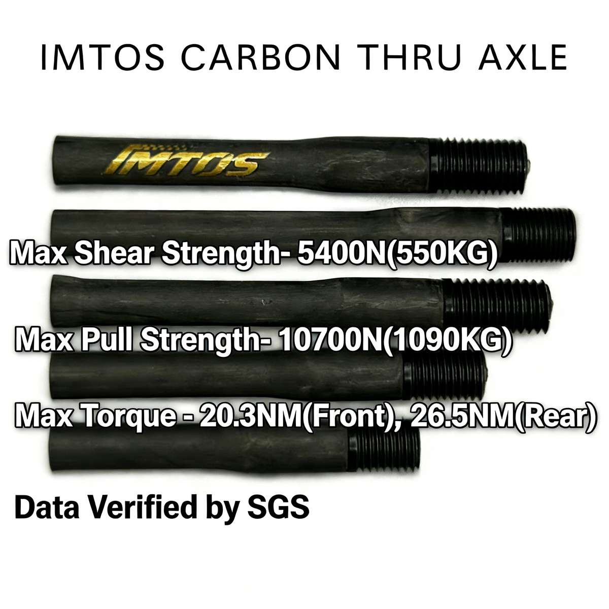 Eixo Passante Ultra-Leve de Carbono IMTOS 25–28g para Bicicletas de Estrada | Universal P1.0 / P1.5 / P1.75