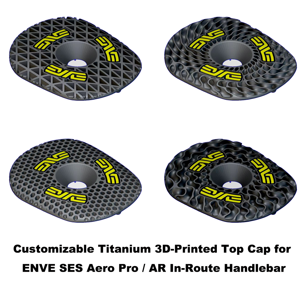 ENVE SES Aero Pro / AR In-Route 핸들바용 맞춤형 티타늄 3D 프린트 탑 캡 – 색상 및 텍스트 옵션