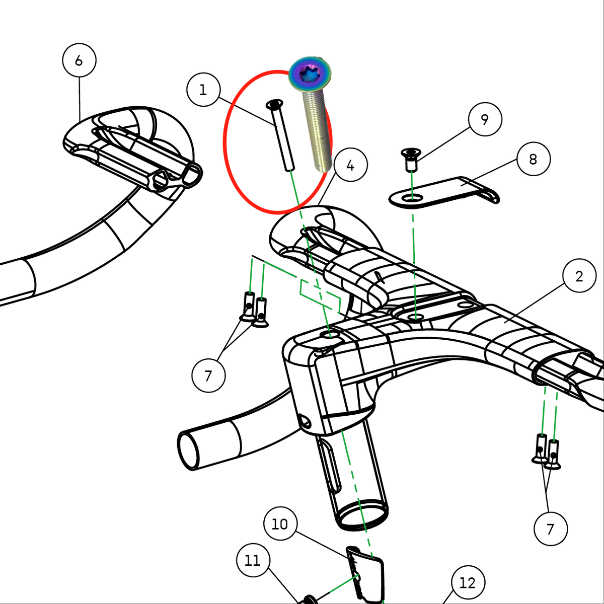 Compatible avec Canyon Aeroad CFR/CF SLX – Kit complet de mise à niveau des boulons en titane - guidon, potence, tige de selle, selle, dérailleur