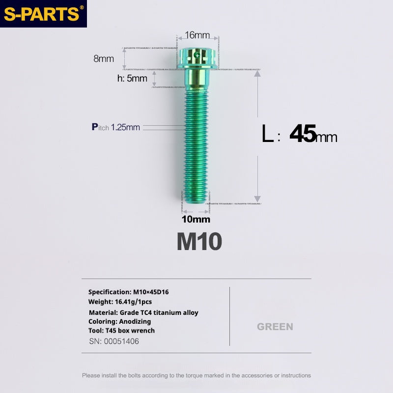 SPARTS Vis Titane Série A3 Vert M10 L12-120mm Moto Auto