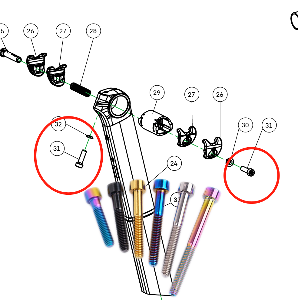 Compatible avec Canyon Aeroad CFR/CF SLX – Kit complet de mise à niveau des boulons en titane - guidon, potence, tige de selle, selle, dérailleur