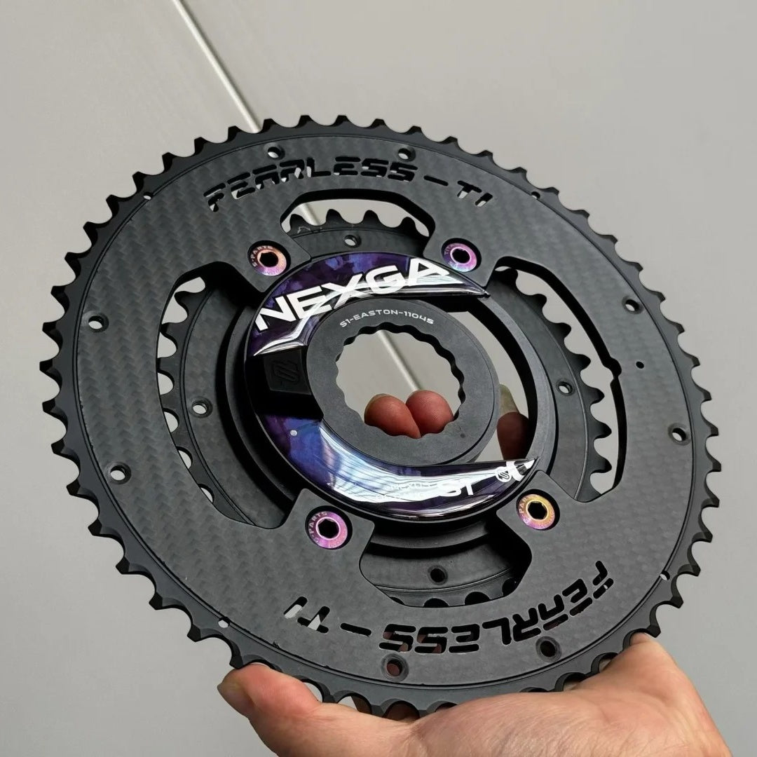 Fearless-Ti Carbon Fiber Chainrings 110BCD 4-Bolt｜50-34 / 52-36 / 54-40 / 54-38｜For XXE GP3 & SRAM RED｜Titanium Bolts Included