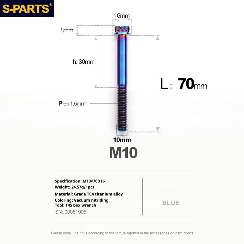 SPARTS Blue A3 Series M10 L12-120mm Viti in titanio per motociclette Auto