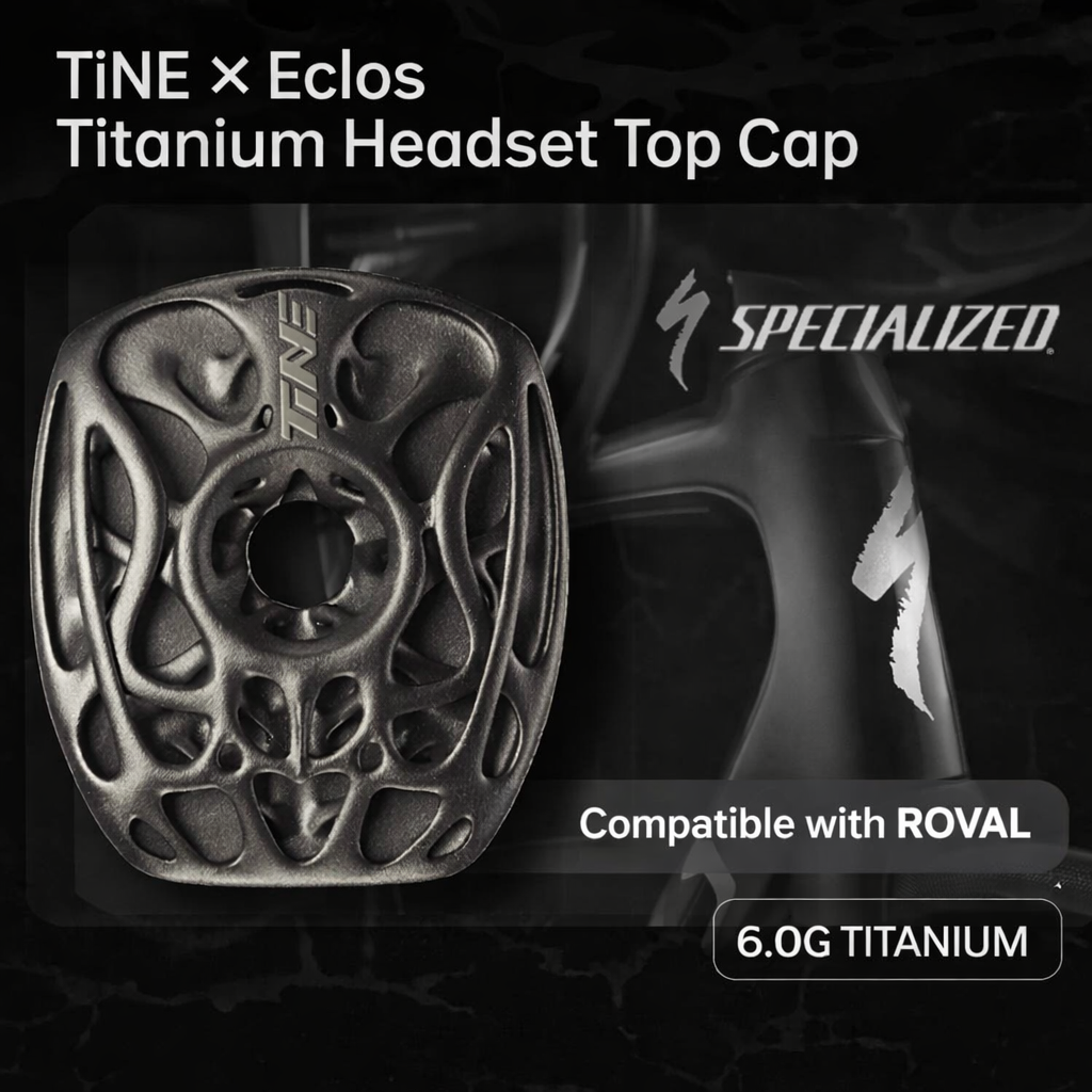 TiNE × Eclos 티타늄 헤드셋 탑캡 6.0g BESO 토폴로지 디자인 (Roval 통합 콕핏용)