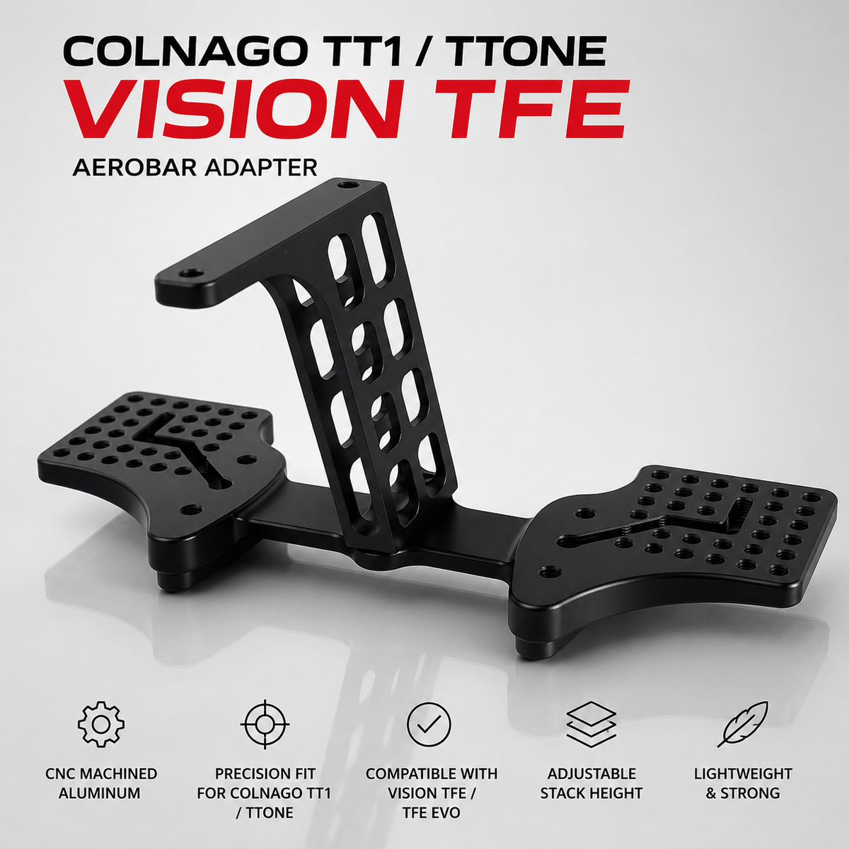 Adaptador de Aerobar Vision TFE para Colnago TT1 / TTone em Alumínio CNC com Ajuste de Ângulo | 0° 5° 10° 15°