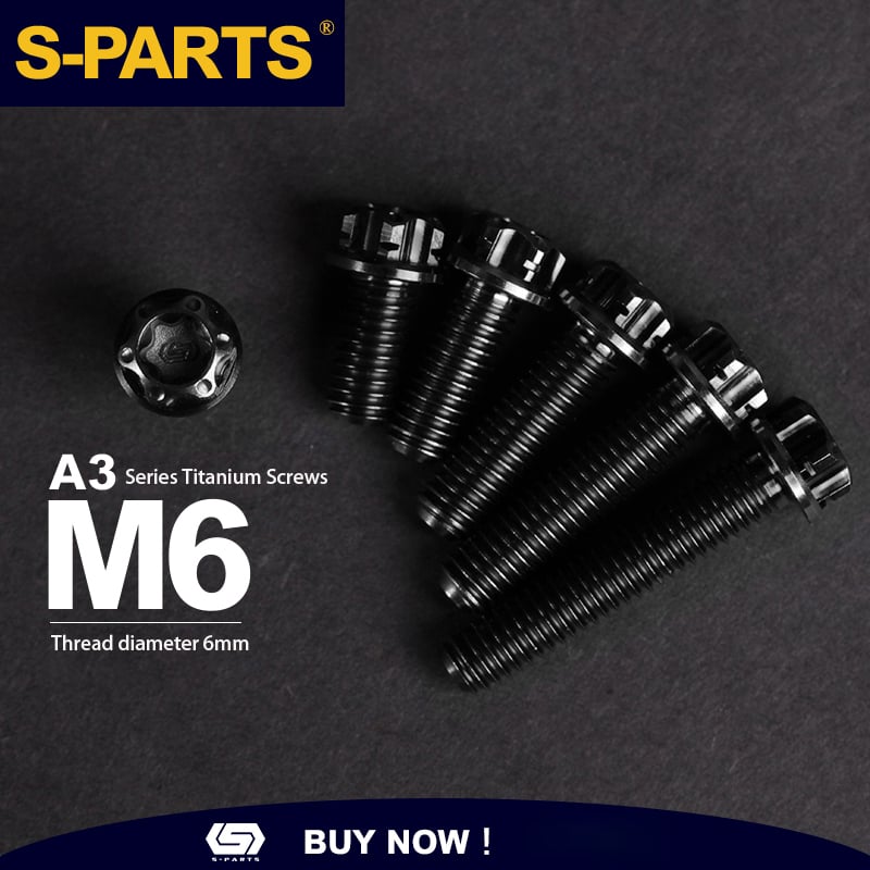 SPARTS Série A3 M6 L08-120mm Vis en titane noir pour moto et auto