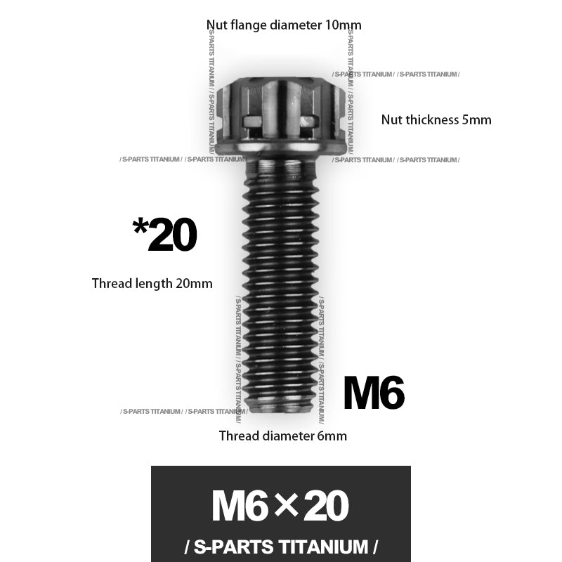 SPARTS Série A3 M6 L08-120mm Vis en titane noir pour moto et auto