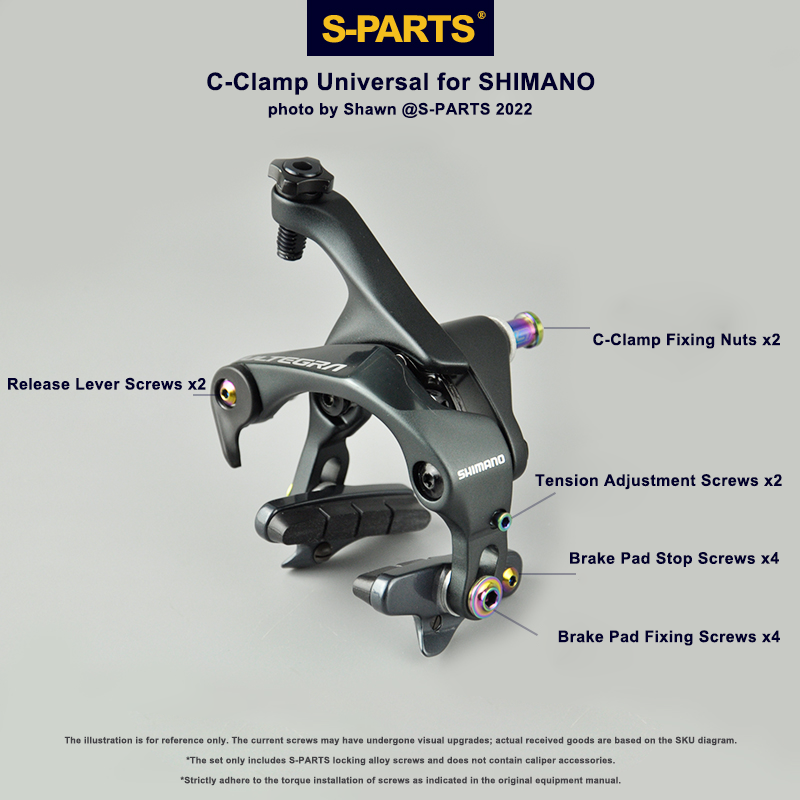 S-PARTS Kit de Parafusos em Liga de Titânio para SHIMANO C-Brake - Porcas de Fixação de Pastilha de Freio e da Alavanca de Liberação
