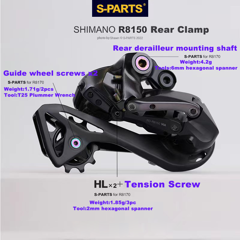 Kit di adattamento per viti in titanio per trasmissione bici da strada S-PARTS per SHIMANO UT R7150 R8000 R8050 R8170 R7170 R9270 R8070 R9100 