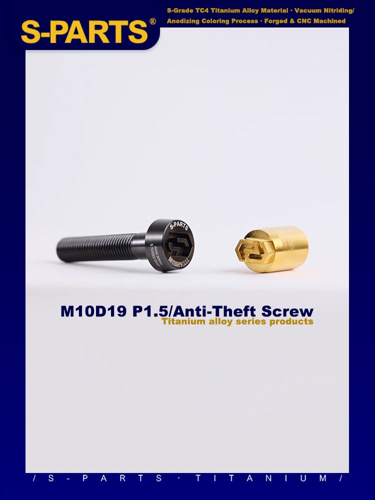 S-PARTS Vis antivol en titane M10 D19 P1.5 avec longueurs variées (L20, L25, L40, L45, L50, L55, L60, L65, L70)