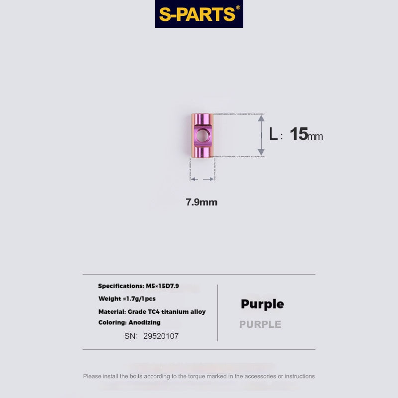 S-PARTS Parafusos de Titânio M5 x 30/35/40/47mm & Porca Cilíndrica & Arruela para Canote de Selim de Bicicleta