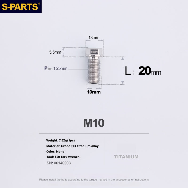 SPARTS A3 Serie M10 L20-60mm D13 P1.5-P1.25Titanio Viti Moto Auto