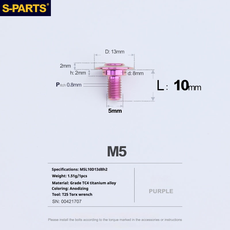 SPARTS A3 Umbrella Head Step Series M5 Viti in titanio viola per motociclette e auto