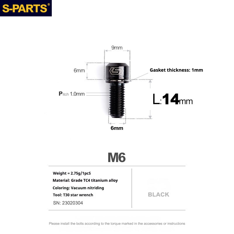 SPARTS A2 Series M6 L10-55mm Titanium Screws