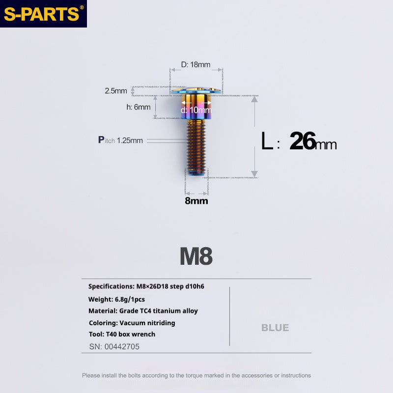 SPARTS A3 Umbrella Head Step Series M8 Viti in titanio blu per motociclette e auto