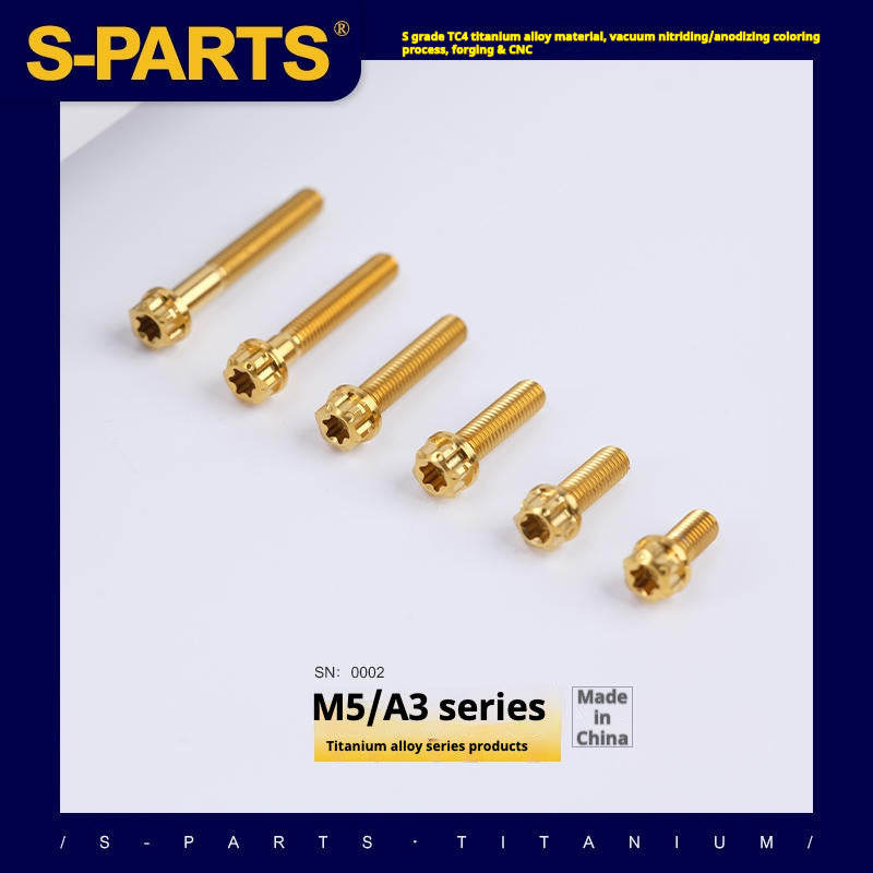 SPARTS Golden A3 Series M5 L06-95mm Viti in titanio dorato per motociclette Auto