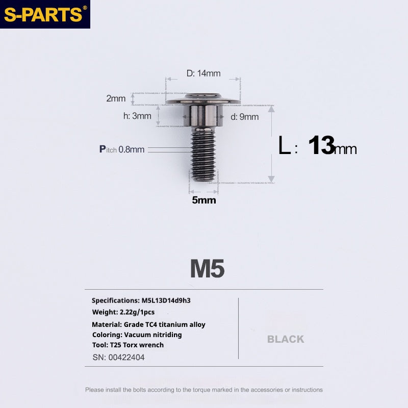 SPARTS A3 Umbrella Head Step Series M5 Viti in titanio nero per motociclette e auto