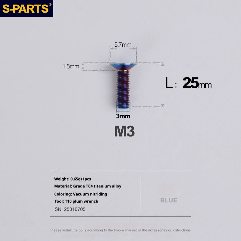 Viti in lega di titanio SPARTS serie svasata M3 L06-30mm