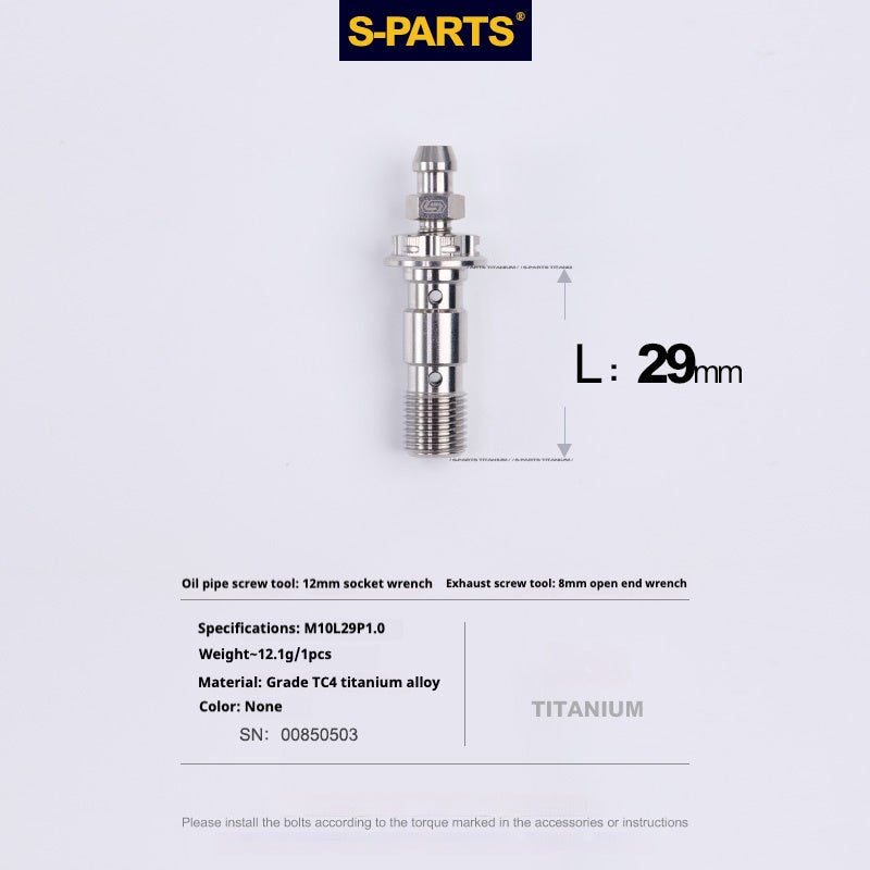 SPARTS Doppio bullone banjo in titanio M10 L29MM con kit di nipplo di spurgo