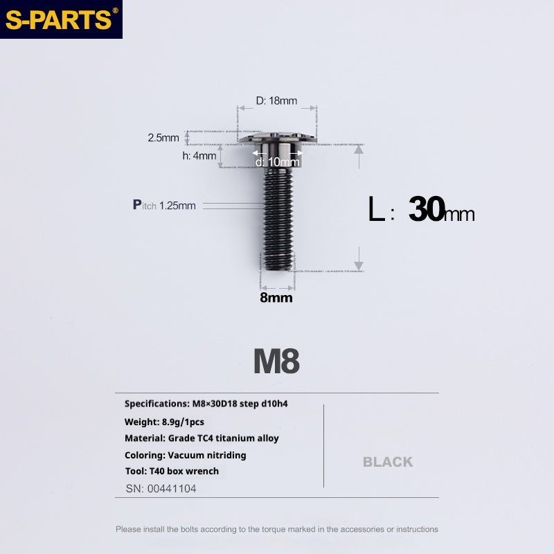 SPARTS A3 Umbrella Head Step Series M8 Viti in titanio nero per motociclette e auto