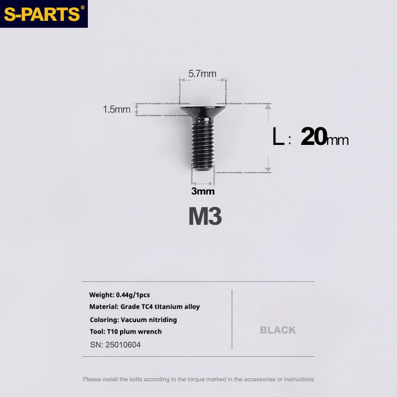 Viti in lega di titanio SPARTS serie svasata M3 L06-30mm