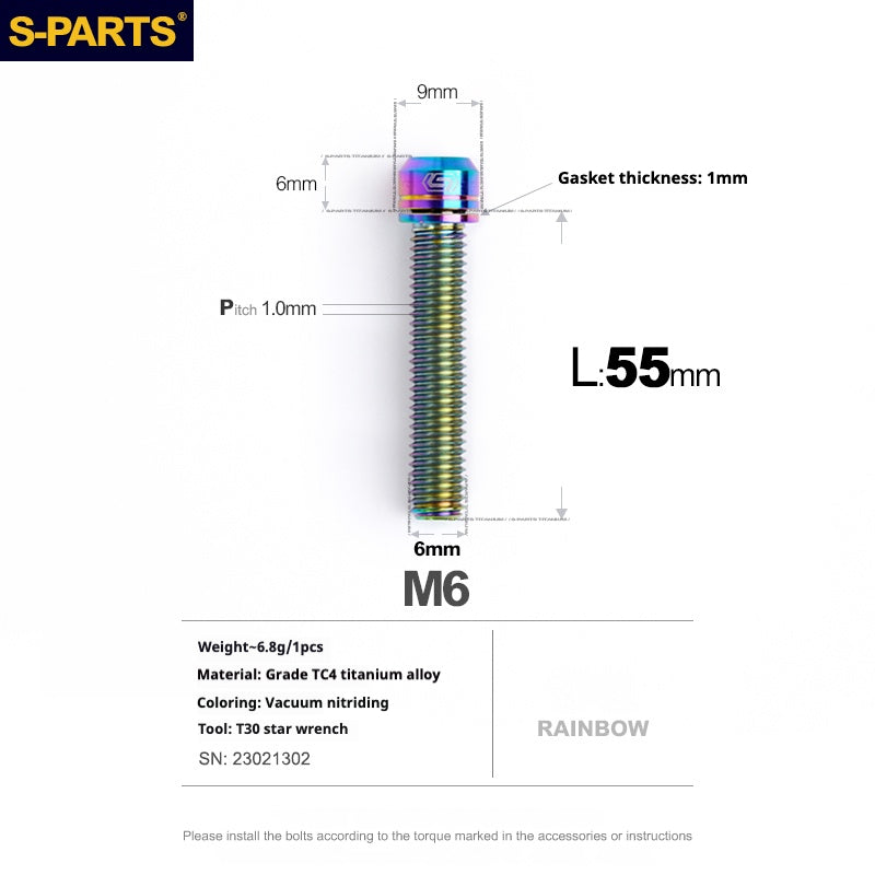 SPARTS A2 Series M6 L10-55mm Titanium Screws