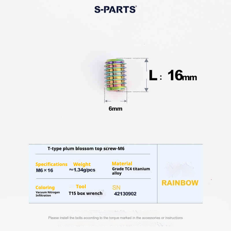 SPARTS Outil de Plombier en T T15 Fil supérieur plat M6 L08-10-12-16 Vis en titane