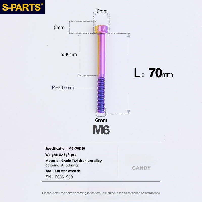 SPARTS A3 Series M6 L08-120mm Viti in titanio color caramella per motociclette e auto