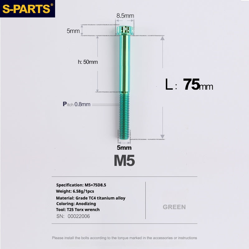 SPARTS Vis Titane Série A3 M5 L06-110mm pour Moto et Auto