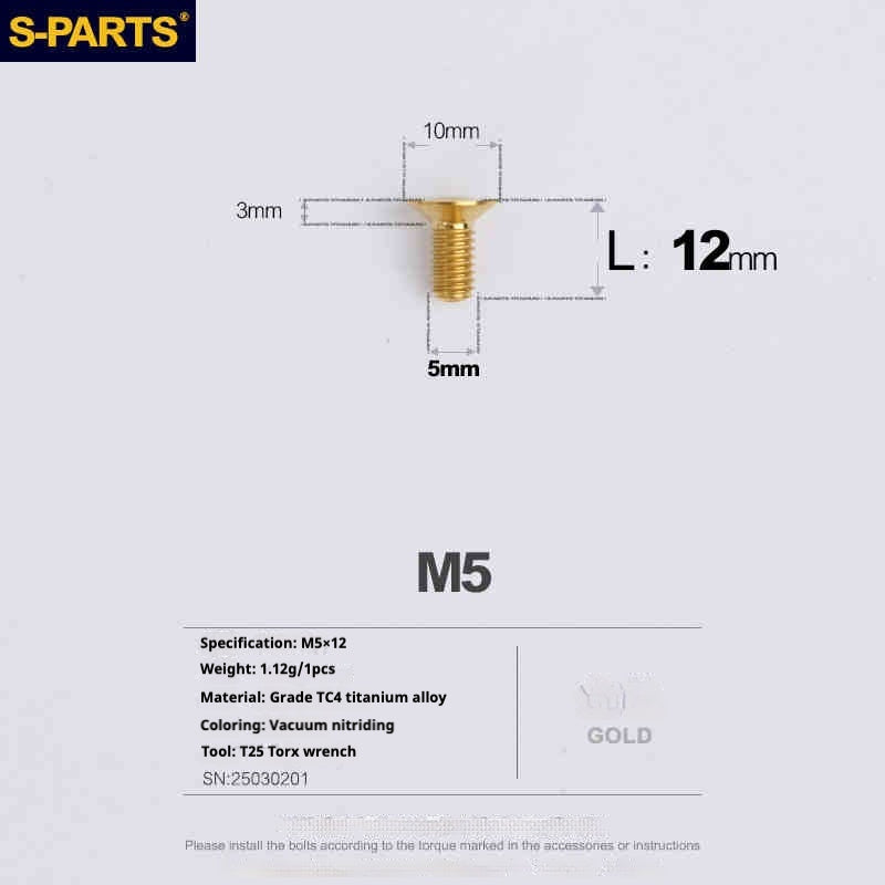 Parafusos de Titânio SPARTS Série Cabeça Escareada M5 L06-55mm