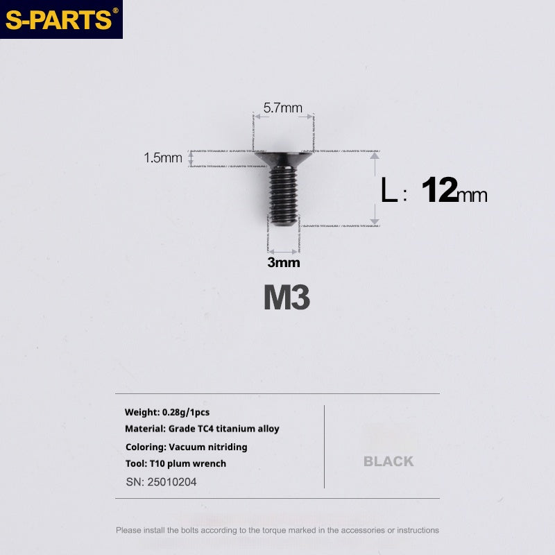 Viti in lega di titanio SPARTS serie svasata M3 L06-30mm