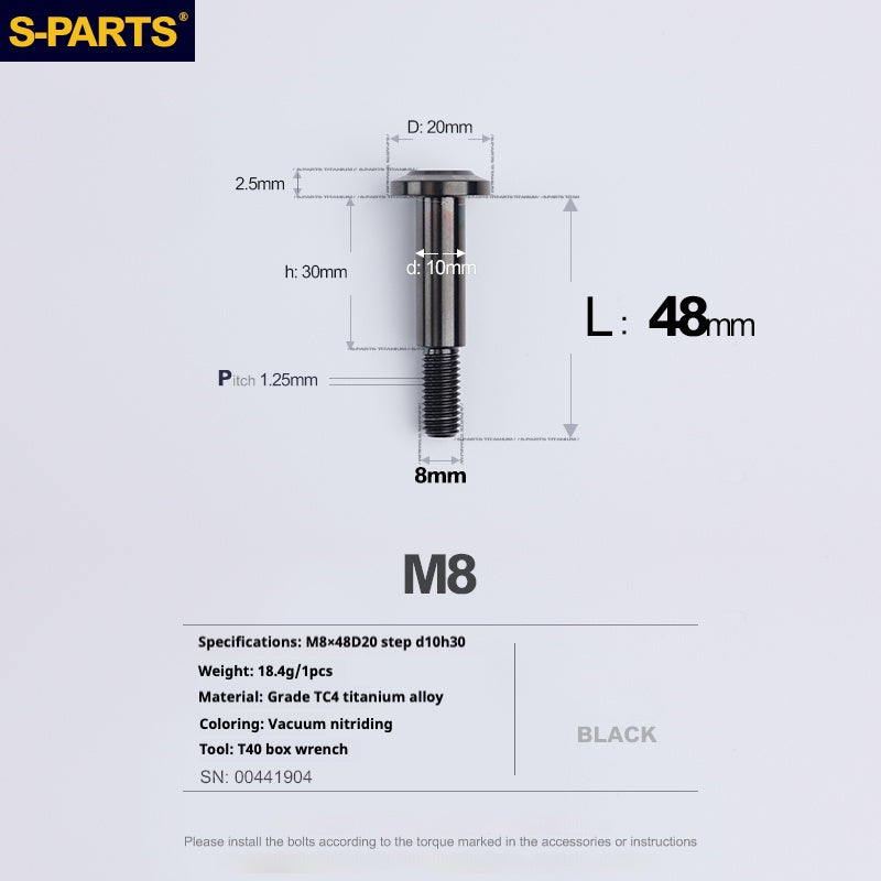 SPARTS A3 Umbrella Head Step Series M8 Viti in titanio nero per motociclette e auto