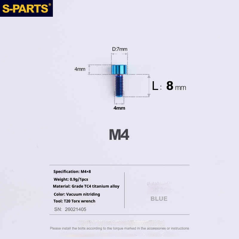 SPARTS Column Head Series M4 L06-50mm Titanium Screws