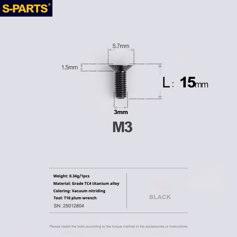 Viti in lega di titanio SPARTS serie svasata M3 L06-30mm