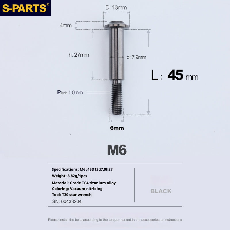 SPARTS A3 Umbrella Head Step Series M6 Viti in titanio nero per motociclette e auto