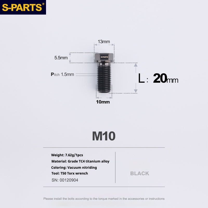SPARTS A3 Serie M10 L20-60mm D13 P1.5-P1.25Titanio Viti Moto Auto