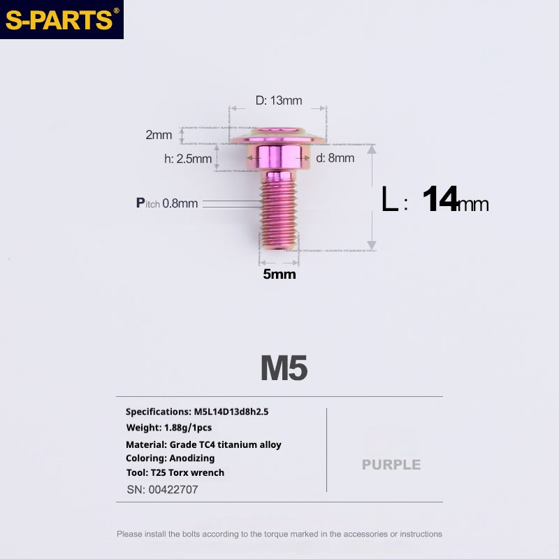SPARTS A3 Umbrella Head Step Series M5 Viti in titanio viola per motociclette e auto