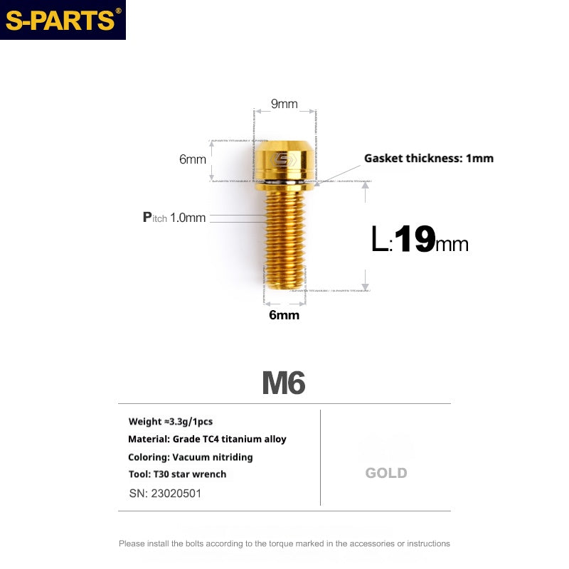 SPARTS A2 Series M6 L10-55mm Titanium Screws
