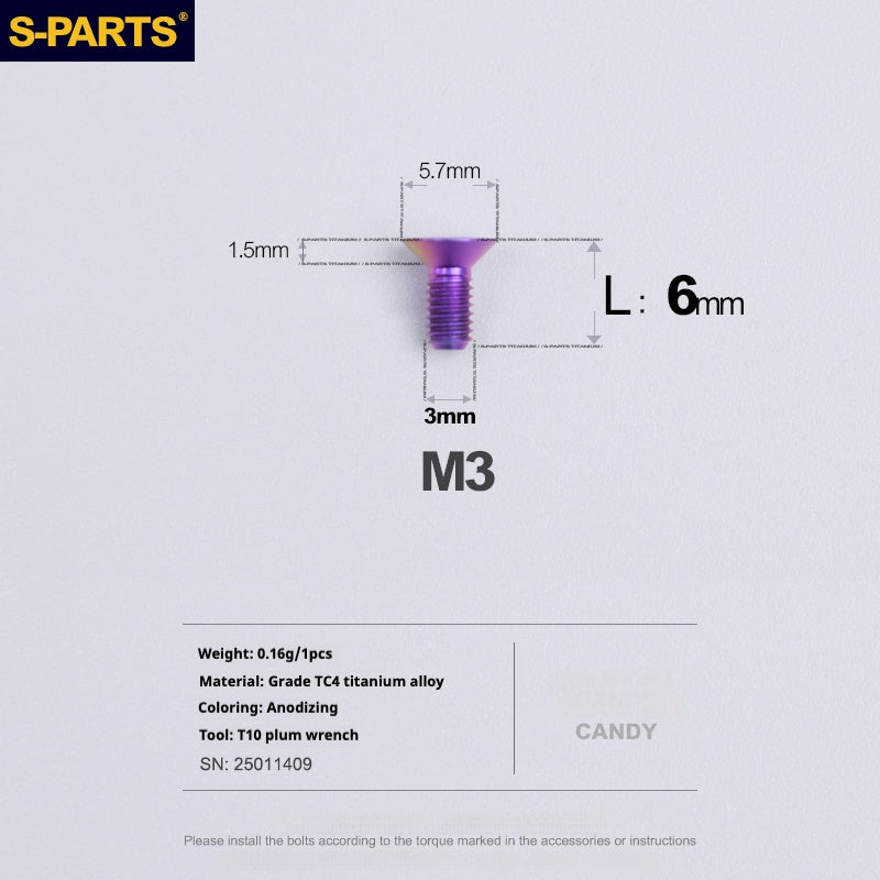 Viti in lega di titanio SPARTS serie svasata M3 L06-30mm