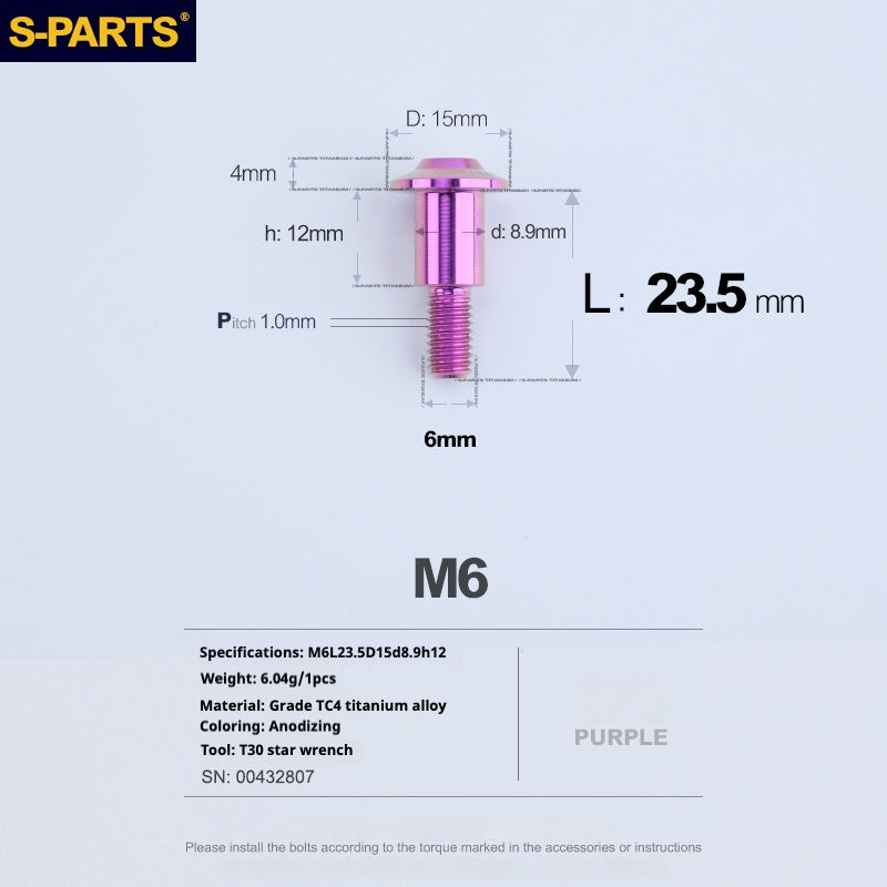 Viss SPART A3 Tête Parapluie Série Step M6 Titane Violet Moto Auto