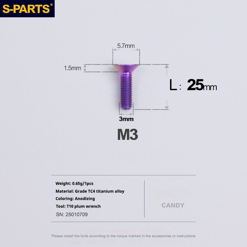 Viti in lega di titanio SPARTS serie svasata M3 L06-30mm