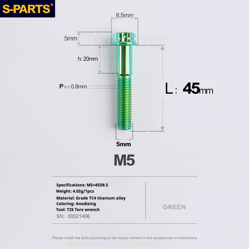 SPARTS Vis Titane Série A3 M5 L06-110mm pour Moto et Auto