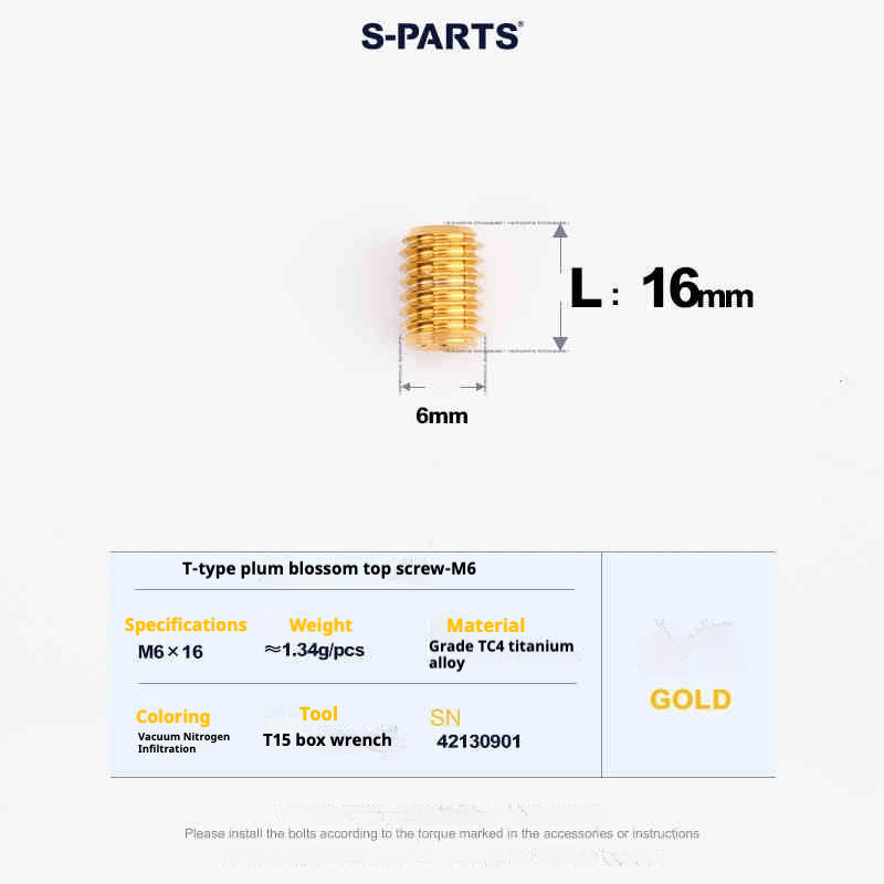 SPARTS Outil de Plombier en T T15 Fil supérieur plat M6 L08-10-12-16 Vis en titane