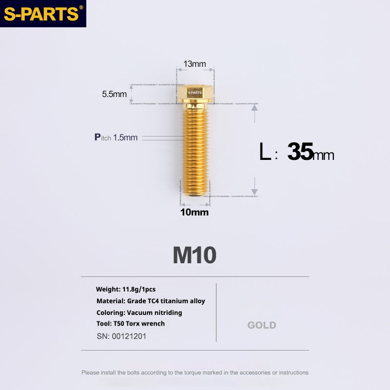 SPARTS A3 Serie M10 L20-60mm D13 P1.5-P1.25Titanio Viti Moto Auto