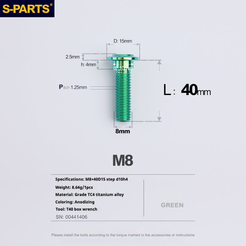 SPARTS A3 Umbrella Head Step Series M8 Viti in titanio verde per motociclette e auto